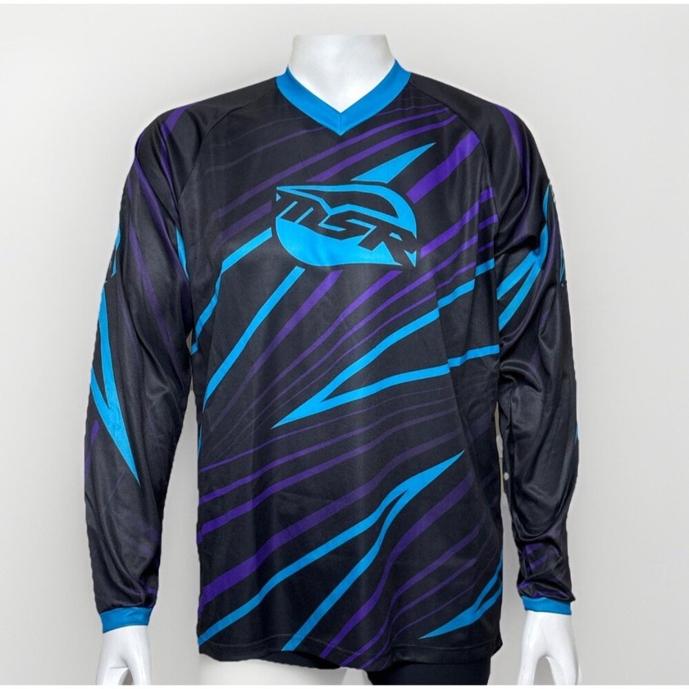 MSR Axxis Motocross Jersey Racing Shirt Colorado 600 Mens L Black Blue Lightning